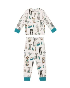 Kids Two Pack Tennis Dogs Print / Cockapoo Snooze Print Long Pyjama Set