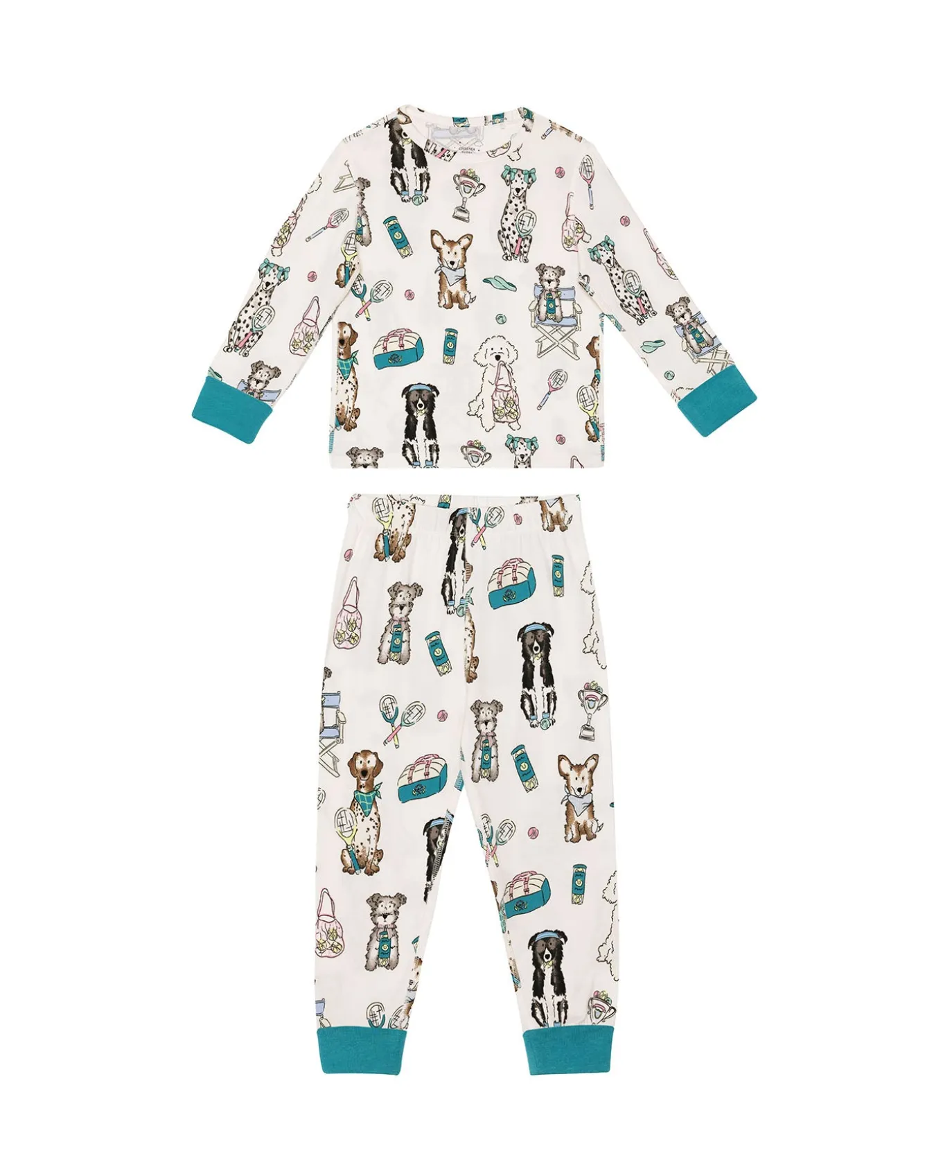 Kids Two Pack Tennis Dogs Print / Cockapoo Snooze Print Long Pyjama Set
