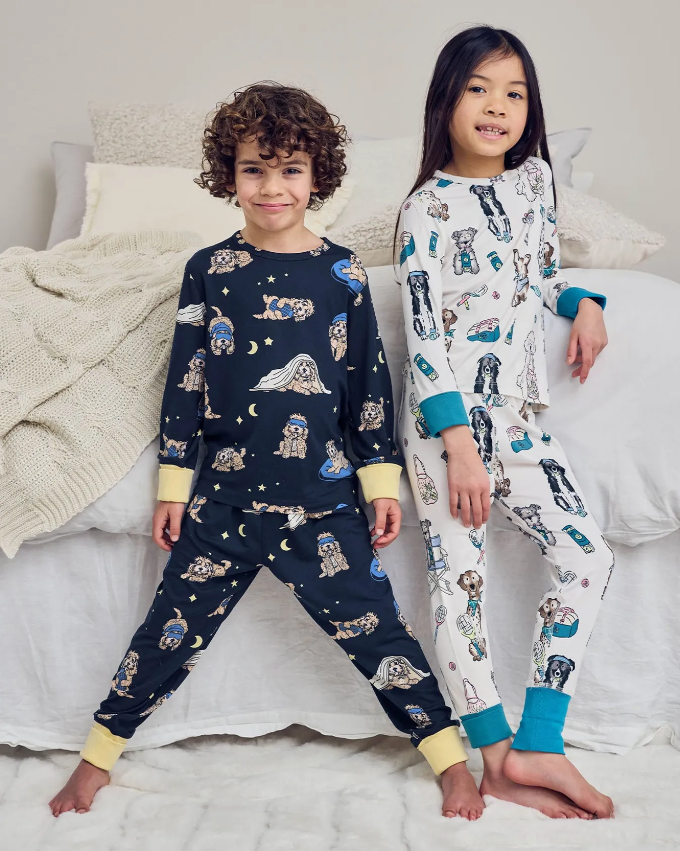 Kids Two Pack Tennis Dogs Print / Cockapoo Snooze Print Long Pyjama Set