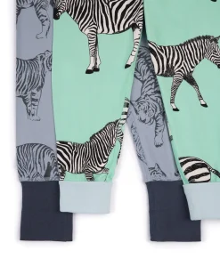 Kids Two Pack Zebra / Tiger Print Long Pyjama Sets