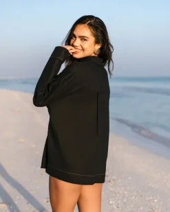 Linen-Blend Embroidered Shirt - Black