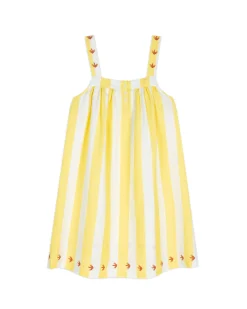 Linen Blend Embroidered Stripe Cami Nightshirt