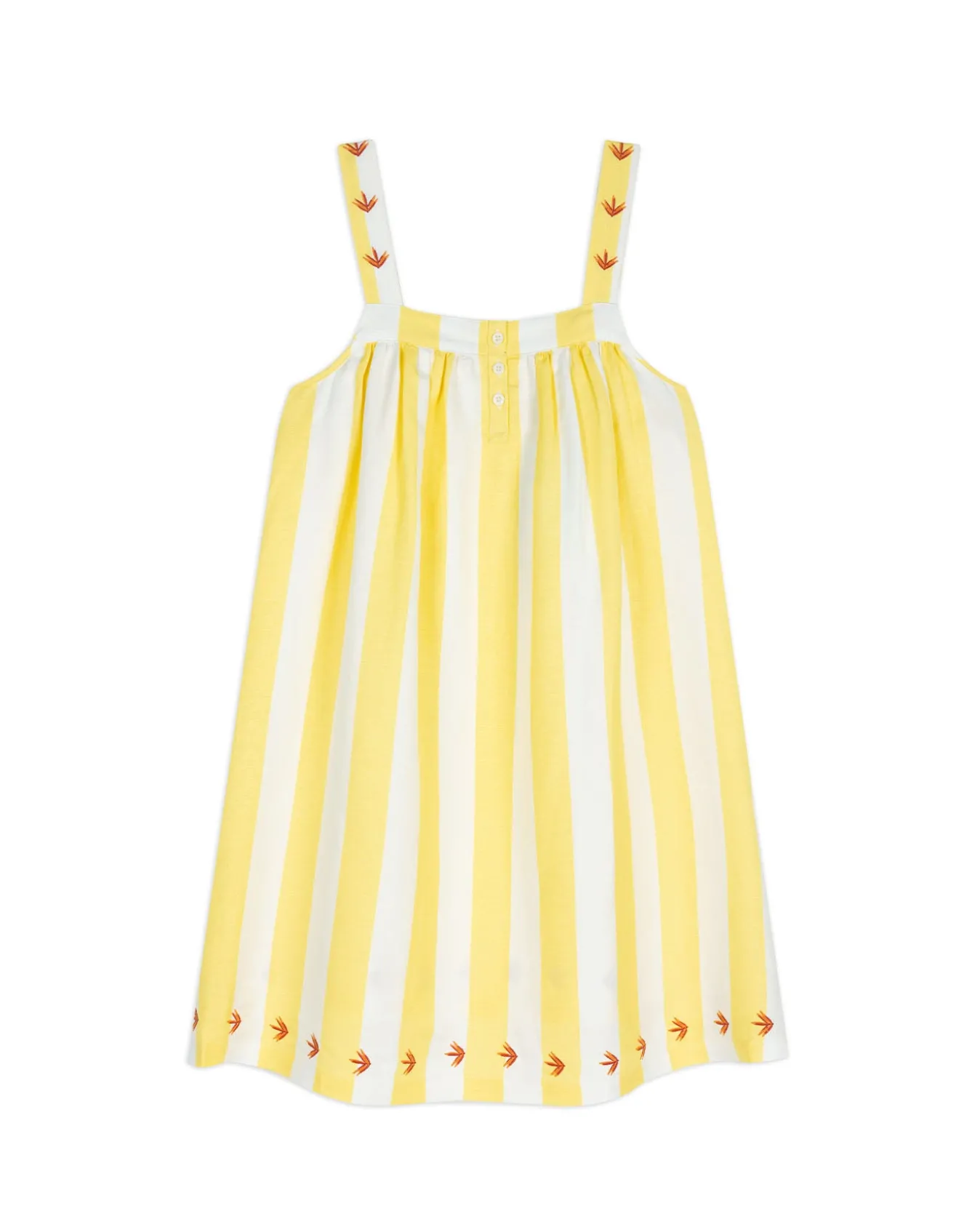 Linen Blend Embroidered Stripe Cami Nightshirt