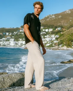Linen-Blend Relaxed Trousers - Natural