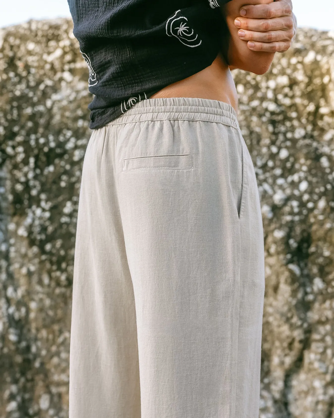 Linen-Blend Relaxed Trousers - Natural