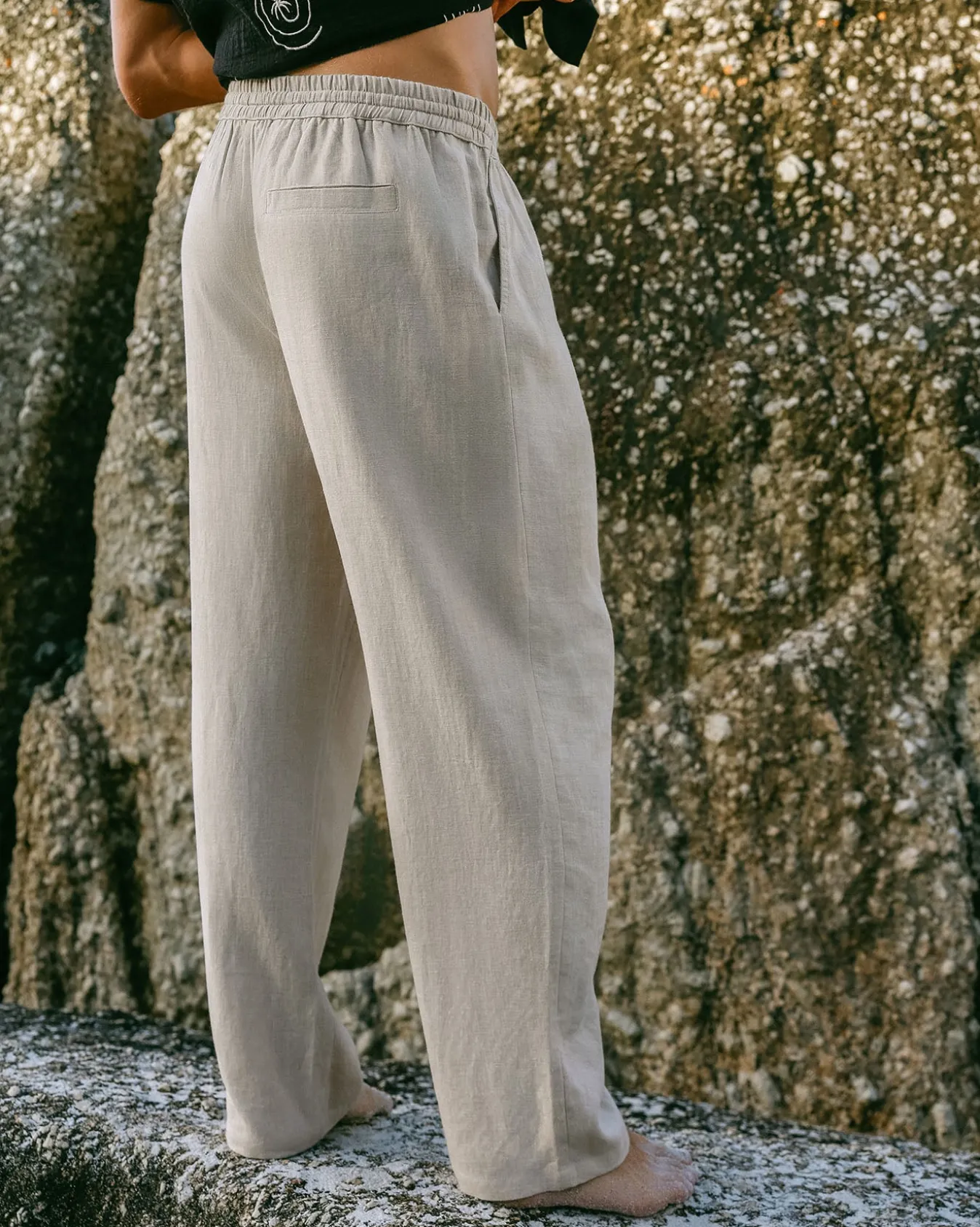 Linen-Blend Relaxed Trousers - Natural