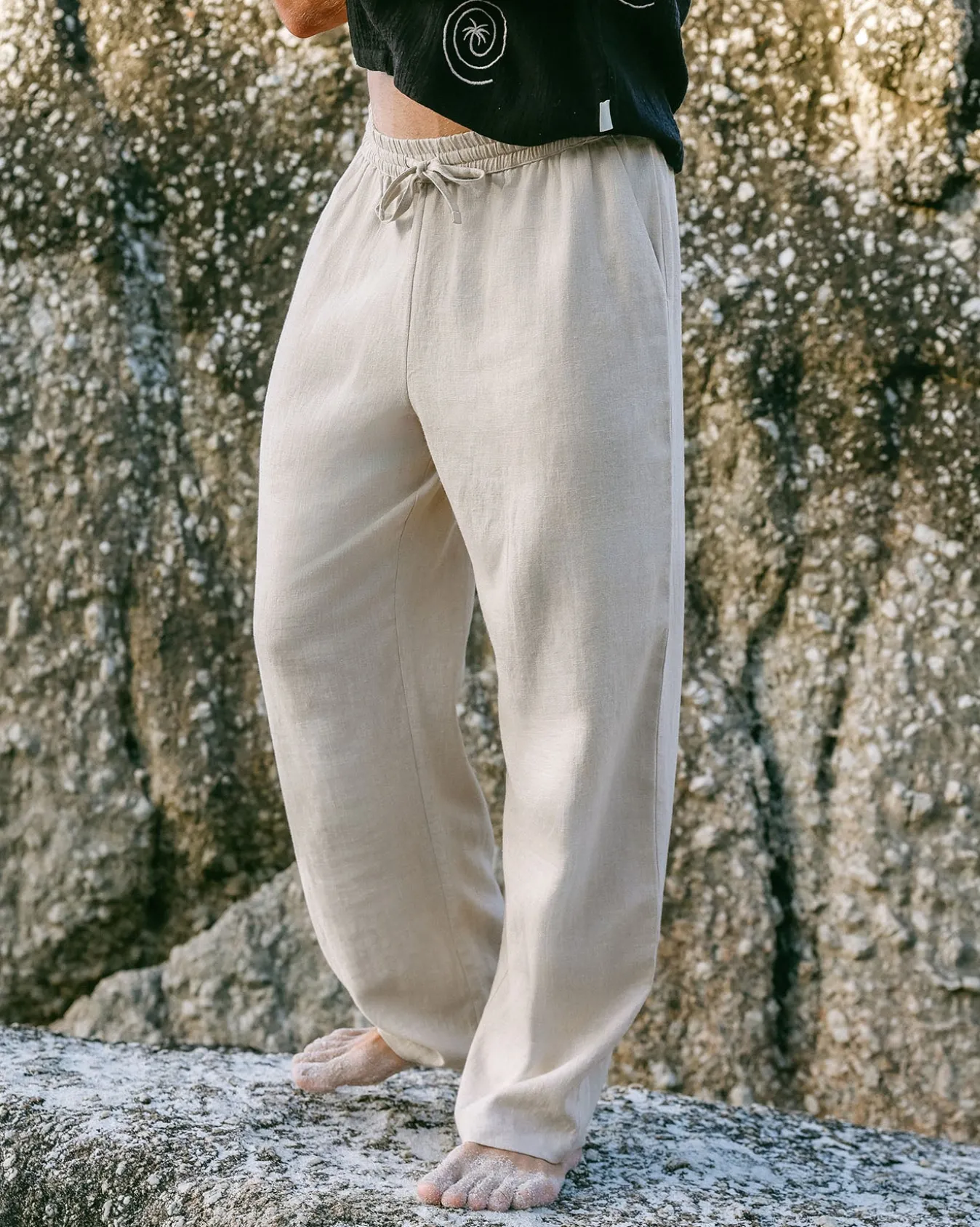 Linen-Blend Relaxed Trousers - Natural