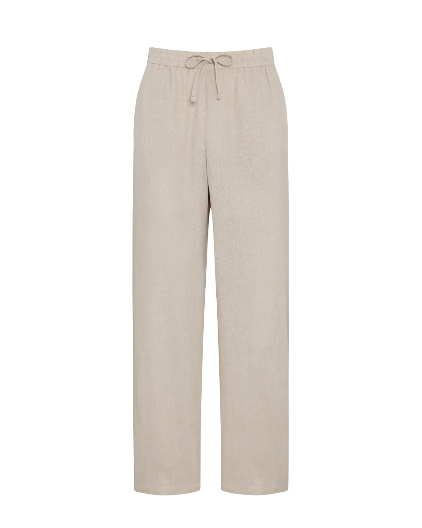 Linen-Blend Relaxed Trousers - Natural