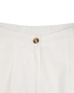 Linen-Blend Wide Leg Trousers - White