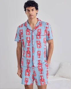 Lobster Print Button Up Short Pyjama Set