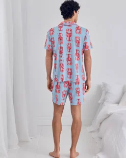 Lobster Print Button Up Short Pyjama Set