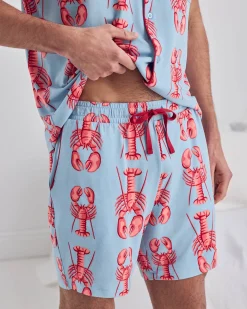 Lobster Print Button Up Short Pyjama Set