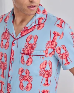 Lobster Print Button Up Short Pyjama Set