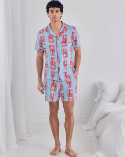Lobster Print Button Up Short Pyjama Set