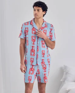 Lobster Print Button Up Short Pyjama Set