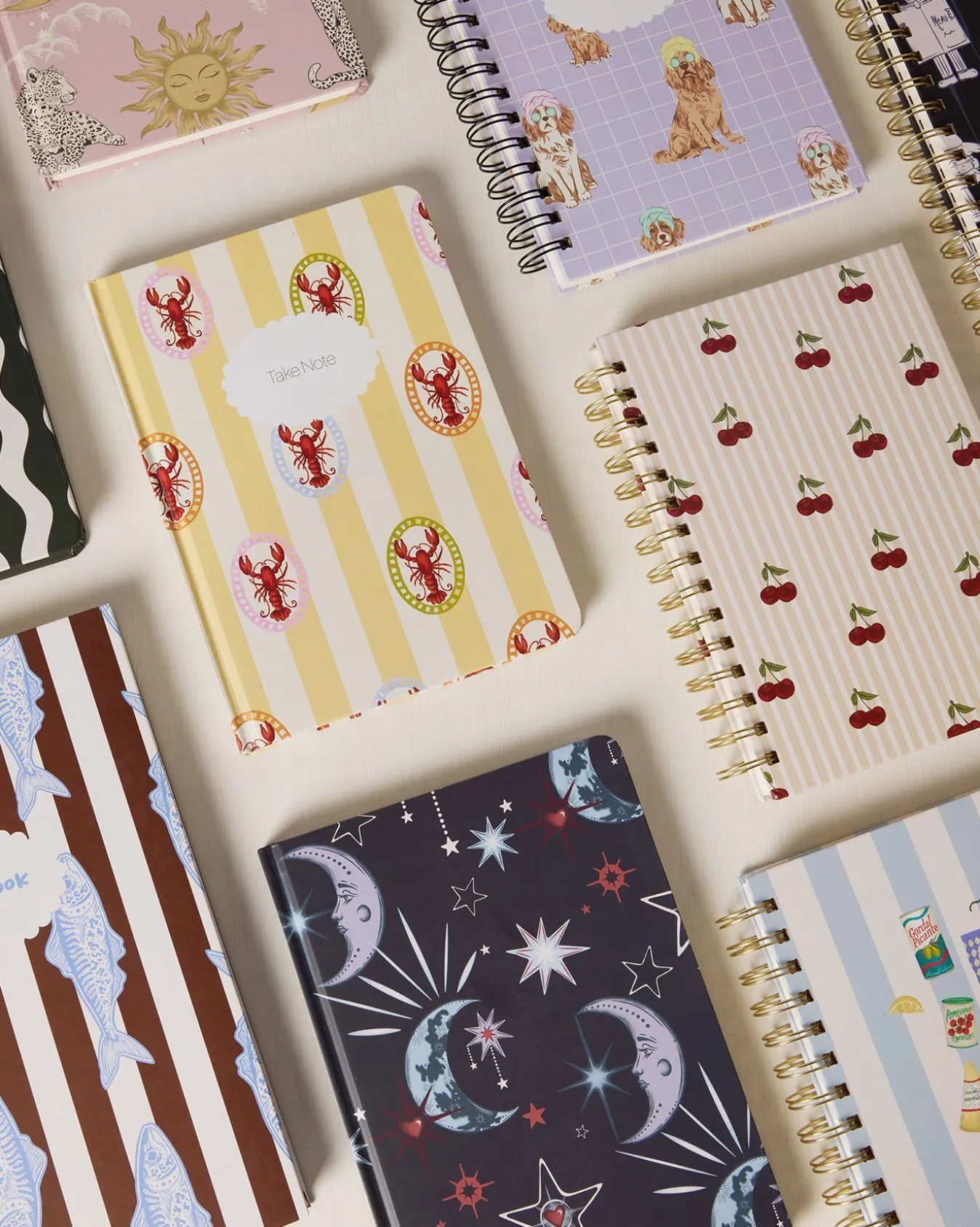 Lobster Stripe Print Hardback Lined Notebook