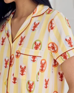 Lobster Stripe Print Short Pyjama Set