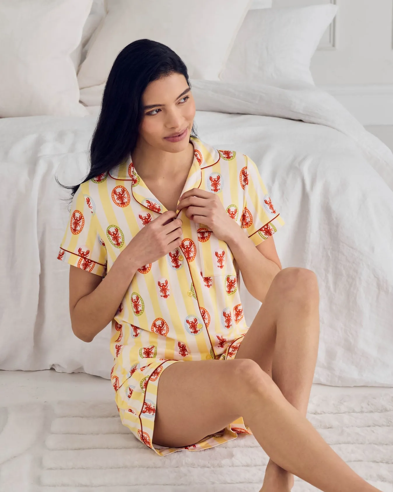 Lobster Stripe Print Short Pyjama Set