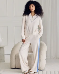 LuxeComfort Scuba Half-Zip Long Sleeve Sweatshirt - Cream