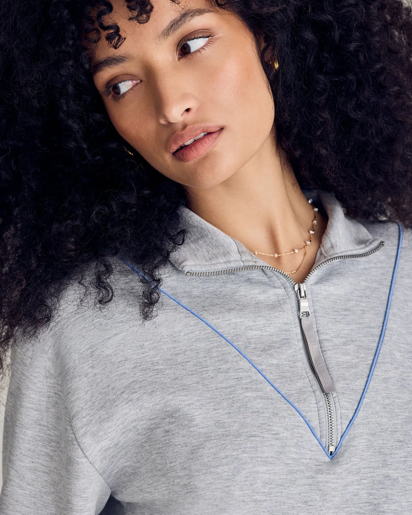 LuxeComfort Scuba Half-Zip Long Sleeve Sweatshirt - Grey