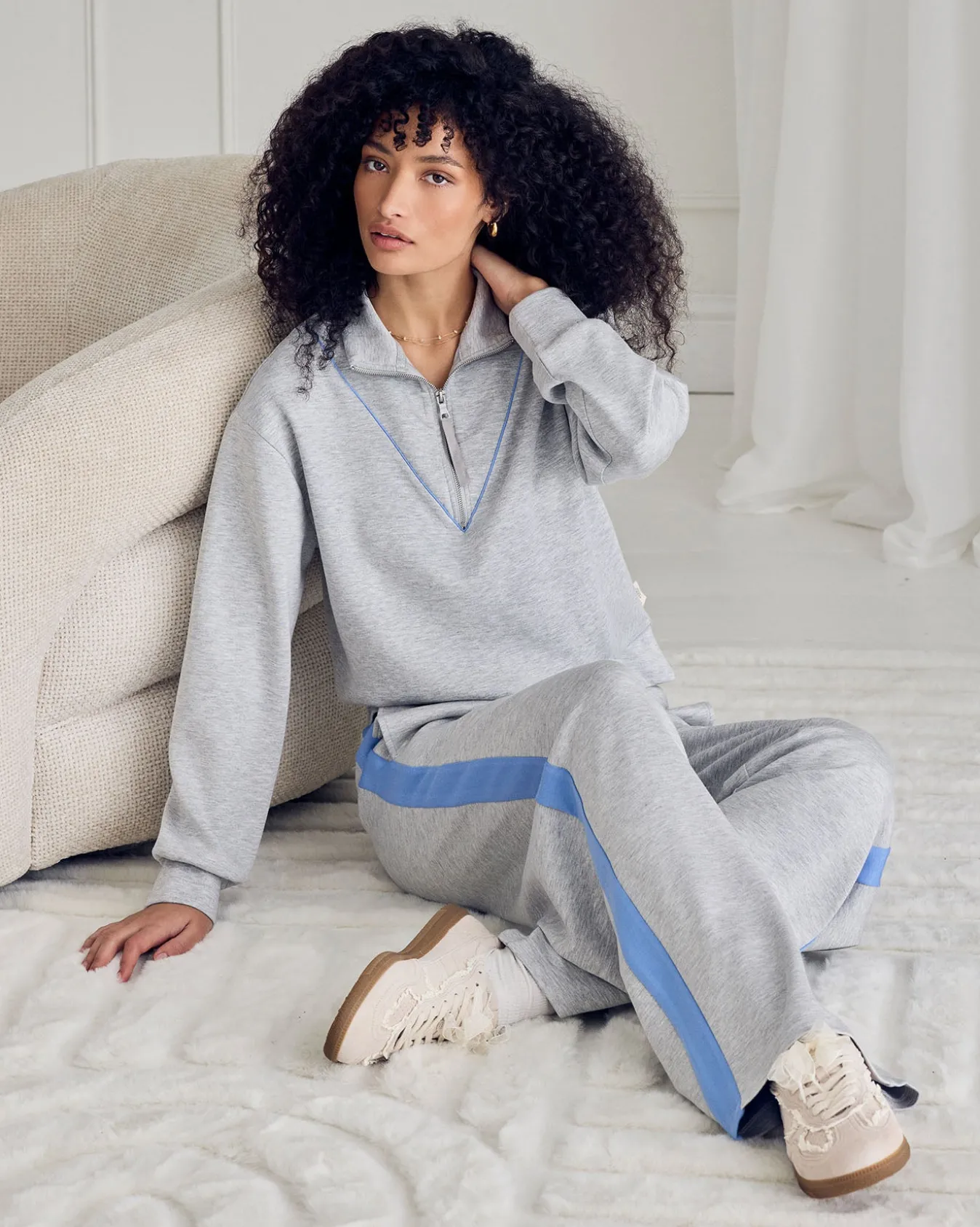 LuxeComfort Scuba Half-Zip Long Sleeve Sweatshirt - Grey