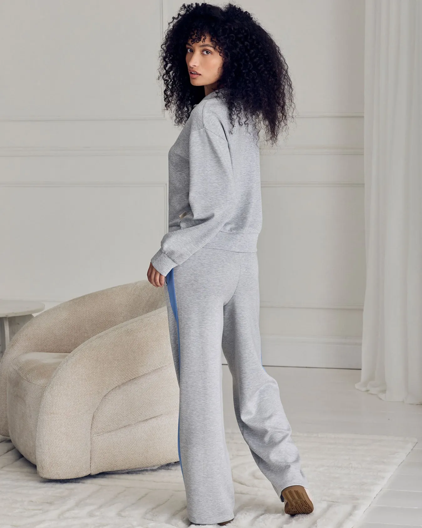 LuxeComfort Scuba Half-Zip Long Sleeve Sweatshirt - Grey