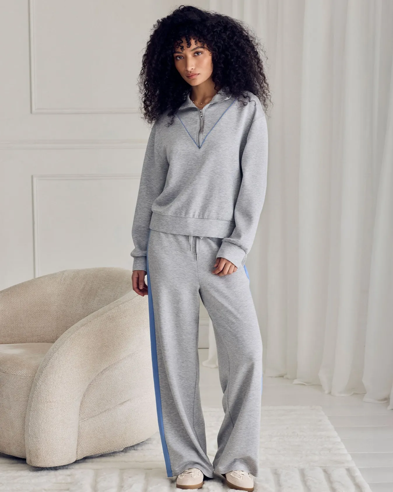 LuxeComfort Scuba Half-Zip Long Sleeve Sweatshirt - Grey