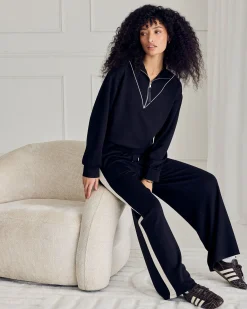 LuxeComfort Scuba Half-Zip Long Sleeve Sweatshirt - Black