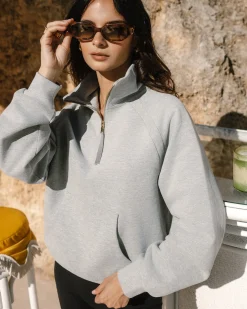 LuxeComfort Scuba Half-Zip Sweatshirt - Grey Marl
