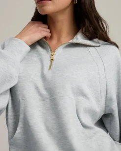 LuxeComfort Scuba Half-Zip Sweatshirt - Grey Marl