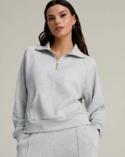 LuxeComfort Scuba Half-Zip Sweatshirt - Grey Marl