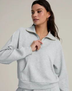 LuxeComfort Scuba Half-Zip Sweatshirt - Grey Marl