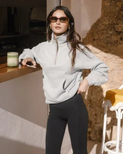 LuxeComfort Scuba Half-Zip Sweatshirt - Grey Marl