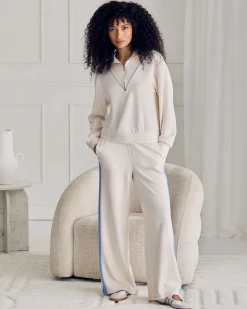 LuxeComfort Scuba Side Stripe Joggers - Cream