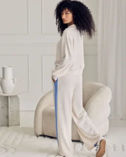 LuxeComfort Scuba Side Stripe Joggers - Cream