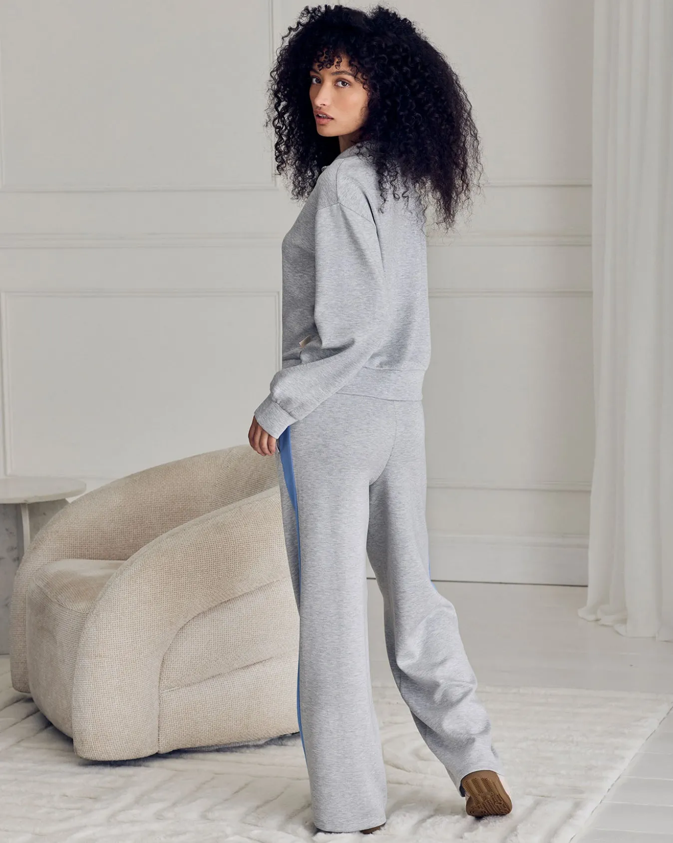 LuxeComfort Scuba Side Stripe Joggers - Grey