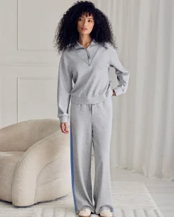 LuxeComfort Scuba Side Stripe Joggers - Grey