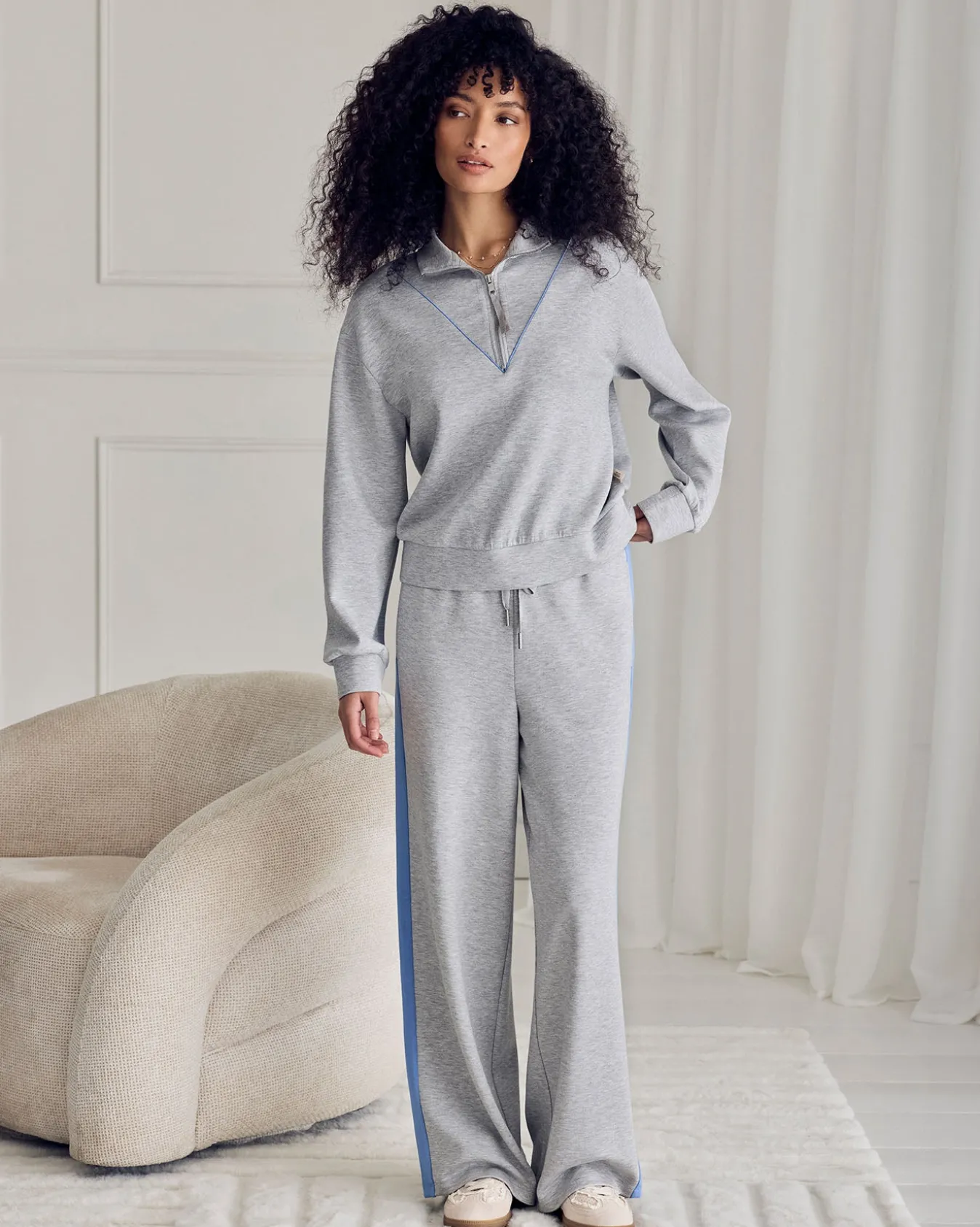 LuxeComfort Scuba Side Stripe Joggers - Grey
