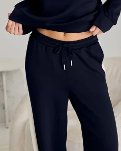 LuxeComfort Scuba Side Stripe Joggers - Black