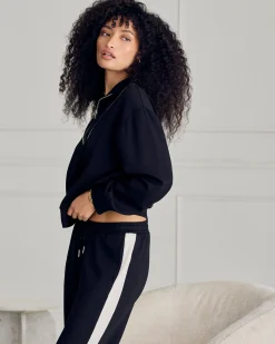 LuxeComfort Scuba Side Stripe Joggers - Black
