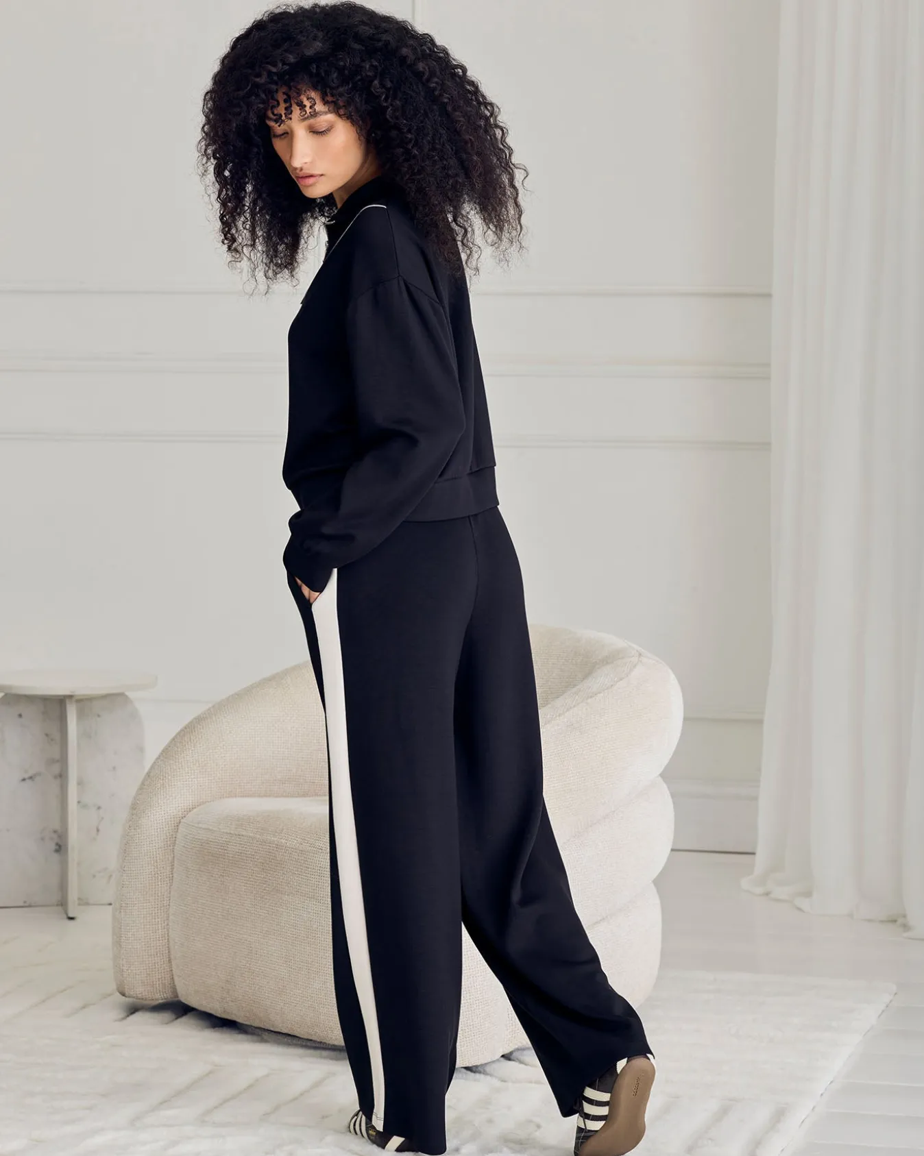 LuxeComfort Scuba Side Stripe Joggers - Black