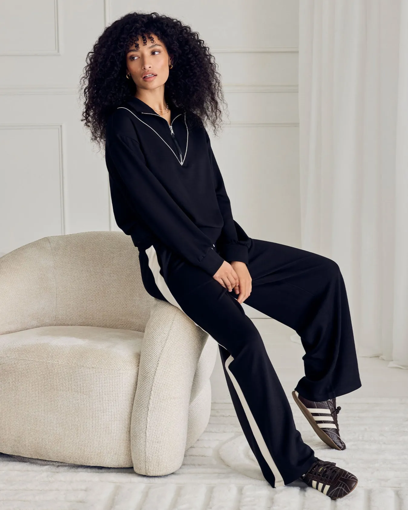 LuxeComfort Scuba Side Stripe Joggers - Black