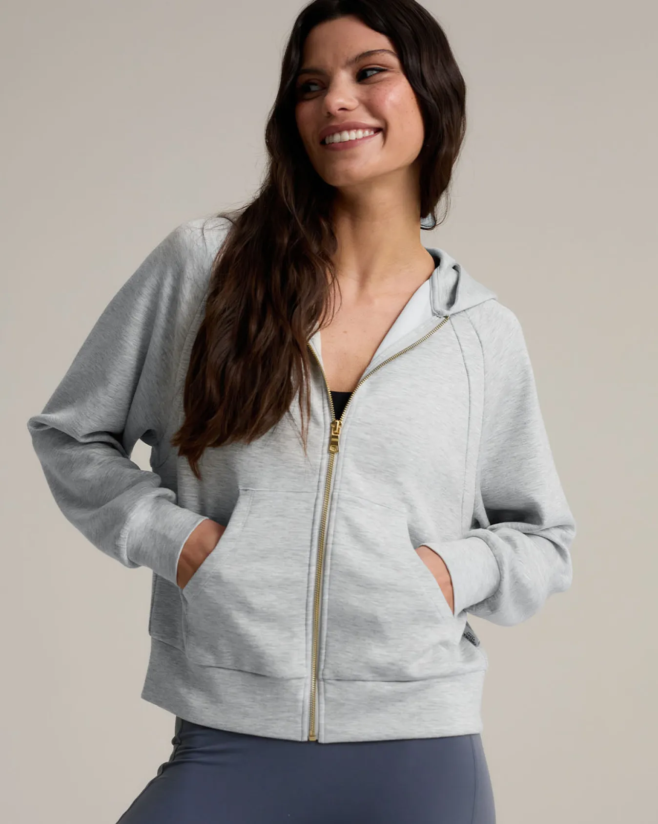 LuxeComfort Scuba Zip Hoodie - Grey Marl