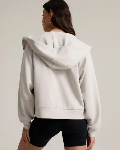 LuxeComfort Scuba Zip Hoodie - Beige Marl