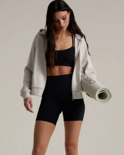 LuxeComfort Scuba Zip Hoodie - Beige Marl