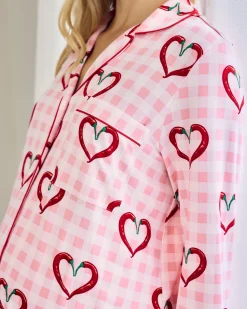 Maternity Chilli Heart Print Long Pyjama Set
