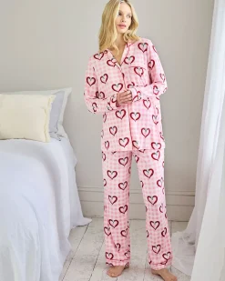 Maternity Chilli Heart Print Long Pyjama Set