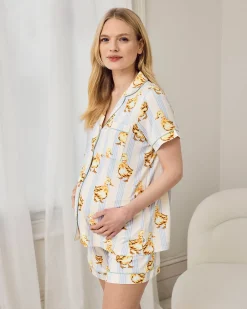 Maternity Fluffy Ducklings Stripe Short Pyjama Set