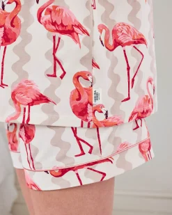 Maternity Organic Cotton Flamingo Stripe Print Short Pyjama Set