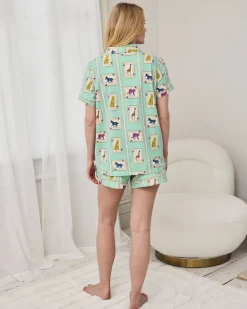 Maternity Organic Cotton Playing Card Animals Print Short Pyjama Set